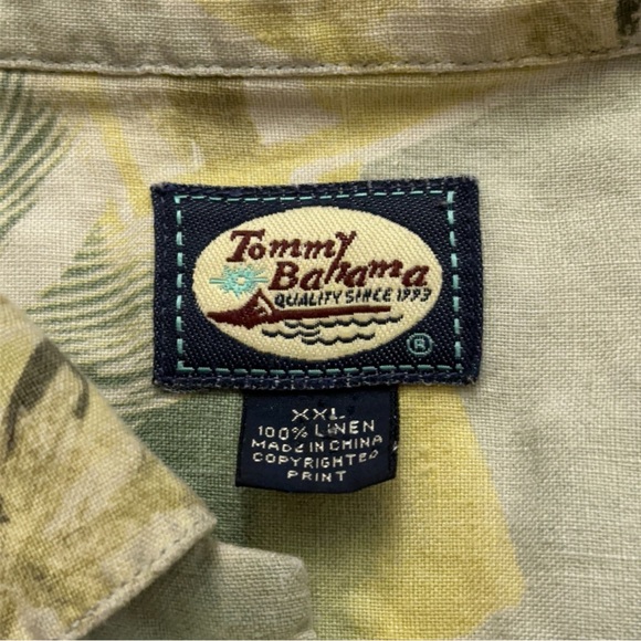 Tommy Bahama Shirt Mens Size 2XL Short Sleeve Hawaiian Linen Floral Yellow - Picture 6 of 6
